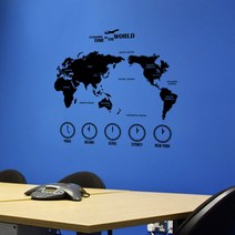 큐데코 셀프인테리어 포인트스티커, 세계지도-3 - 블랙