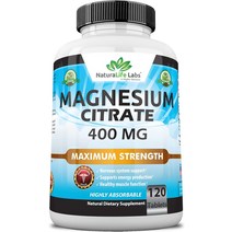 구연산 마그네슘 400 mg - 심장 근육 및 소화 지원을 위한 고효능 원소 필수 미네랄 u2013 비 GMO 120정