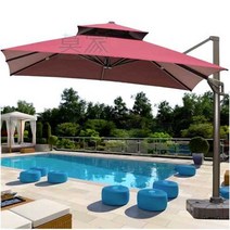 야외 테라스 대형 파라솔 야외 가구 접이식 비치 튼튼한, 3m 정사각형+10cm 알루미늄 합금 골격