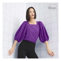 [르블랑페이우] () 23SS 자가드 스퀘어넥 블라우스 2종