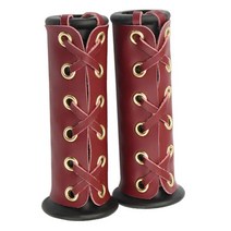 GHSHOP 인조 가죽 오토바이 핸드 헬드 그립 커버 랩 진동 감쇠, 22mm, 인공 가죽, 레드, 1개