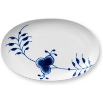 Royal Copenhagen 로얄 코펜하겐 블루 플루티드 메가 골지 도자기 서빙 플레이트 타원형 23 cm 1016888 블루/화이트