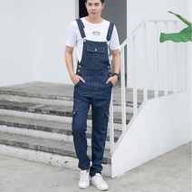 투비전스토어 남자멜빵청바지 카우보이 턱받이 남성용 바지 캐주얼 소년 점프 슈트 멜빵 스트레이트 진 사이즈 S-3XL 4XL 5XL