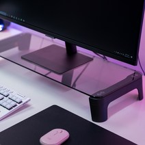 지니비 GMS2 모니터받침대 단품 강화유리, 블랙