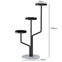 DIY 북유럽 다층 화분 랙 진열 정리 대 선반 다육이 테라스 발코니 스탠드 가든 인테리어, 3단 블랙+대리석 받침대