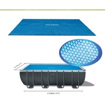 Intex 인텍스 풀장 솔라커버 직사각 488cm 원형 3m 3.66m 수영장 용 태양열 온도상승 덮개 쏠라, 직사각형