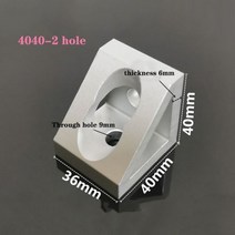 알루미늄 프로파일 1pc 실버 3030 4040 2040 3060 4080 4590 4545 직각 삼각형 블록 커넥터, 4040-2 hole