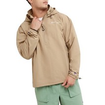 Champion 남성용 재킷 남성용 윈드브레이커 재킷 스쿠버 후드가 있는 아노락 재킷 방수 Country Walnut Small Script