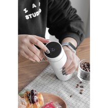 터치 온도 확인 스마트 LED 보온병 500ml 예쁜주방용품, 화이트