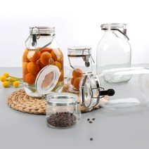 셀러메이트 유리 밀폐 저장용기 담금주 과일청 유리저장병 육수병, 2L, 1개