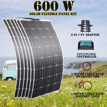 솔라 600 와트 12v 시스템 캠핑 플렉서블 패널 panneau solaire 컴플리트 캐러밴 케이스, 01 600w solar system