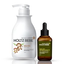홀츠베베 베이비 아기 유아 거품 목욕 버블 바스 500ml 샴푸 샤워 올인원 + 100% 골든 호호바 베이비 오일 60ml 2종 세트