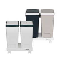 원터치 재활용 이동식 분리수거함 2p/ 휴지통, 2. 베이지 네이비 혼합