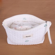 알맹 친환경 면 자수 누빔 기저귀 파우치 AMKQP35, AMKQP35체리멜로우