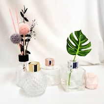 향기에반하다 100ml 디퓨저 용기 원형 사각 빗살 100ml 캡포함 방향제 리필 투명 공병 인테리어, 빗살무늬, 로즈골드