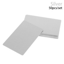 플래너 50Pcs 금속 명함 빈 소재 알루미늄 레이저 마킹 특별 로고 인쇄 휴대용 DIY 아트 공예 패션 이름 카드, [04] Silver
