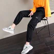 간지나는댄스걸 방송댄스복 힙한팬츠크롭 하렘 팬츠 하이 웨이스트 Y2k 카고 핫 캐주얼 블랙 스타일 패션