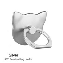 Universal finger ring mobile phone socket 스마트폰 홀더 cell smart round phone ring cute cat holder for ip, 고양이 은색