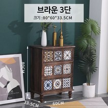서랍장 원목 채색화 레트로 5서랍장 거실 침실 수납장 벽장 완성형 인박카, AD_기본