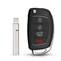 자동차키 KEYYOU- 교체 접이식 자동차 키 케이스 셸 포브 4 버튼 현대 미스트라 산타페 소나타 투싼 악센트, 02 HY20 Blade