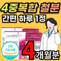 철 철분 엽산 비타민D 비타민 비 B12 혈액 피 생성 에 필요 2개월 4개월 6개월 분 + 알약케이스 증정, 1개, 4개월/60정x2개+사은품