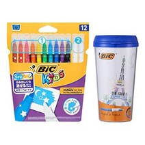 일본직발송 3. BIC 재팬 빅 (BIC) 수성 펜 컬러 펜 지우기 펜 첨부 아이 빅 키즈 펜 케이스 세트 블루 BKC, One Size, 블루 케이스