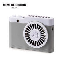 미미드비숑 카메라 목걸이 휴대용 선풍기, 그레이