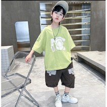 JUNIOR 보이룩 루즈핏 HO 반팔 티셔츠 투톤 포켓 반바지 상하복 세트 투피스 남자아이 아동 키즈 주니어 초등학생 중학생 고학년 새학기옷 여름