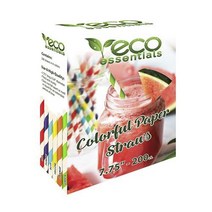 Eco Essentials 컬러풀 페이퍼 스트로우 일반일자형빨대, 1개, 200개입