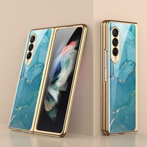 갤럭시 z 폴더 4 marble patterned glass case for samsung galaxy z fold 4 3 phone case 럭셔리