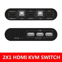 스피커셀렉터 스위처 2 포트 hdmi 2x1 스위치 선택기 내구성 다기능 미국 b 수동 스위처 상자 키보드 mo 미국 스플리터 최대 지원, 보여진 바와 같이