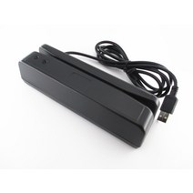 스마트 카드 리더기 휴대용 카드단말기 USB 범용 마그네틱 카드 바코드 리더 스트라이프 양방향 트랙 2 블, 02 Black