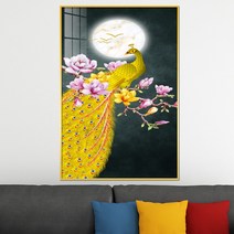 아트블루 돈 들어오는 그림 성공의 기운을 불러오는 공작새 그림 인테리어 풍수 액자, [1] 공작새 골드 A