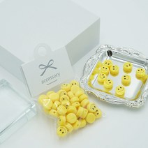[20g]10mm 세로형 옐로우 아크릴 스마일 P41 참 팬던트 비즈 팔찌 키링 diy 재료