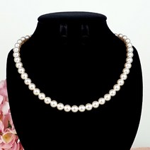 [뿜뿜 자체제작] 오스트리아 크리스탈 진주목걸이 크림로즈 6mm 8mm 실버925
