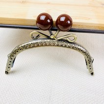 헤세드 NEW) 12.5cm 엔틱라운드 동전지갑 구슬프레임, 브라운