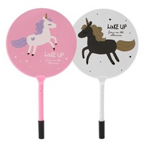 볼펜 부채 PVC 휴대용 손잡이 원형 손부채 접부채 여름 캐릭터 판촉물, 핑크(20cmx10.5cm)
