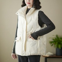 50대 60대 중여성 날씬해보이는 베이직 카라 다운 코튼 조끼 여성 겉옷 오버핏 따뜻한 패딩