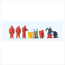 Preiser 10730 디오라마 미니어처 테라리움 빨강색 화학 방호복 입은 소방관 6명 세트 사람 피규어 모형 1:87 사이즈