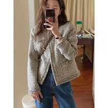 트위드 자켓 여자 린넨 크롭 코트 여성 가죽 청 재킷 스몰 프래그런스 럭셔리 브랜드 모직 시크한 태슬 프렌치 빈티지 탑 여성용 가을 겨울