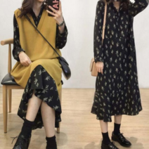 오너클랜 봄 패션 꽃무늬 프릴 데이트 캐주얼 청순한 원피스