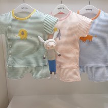 아가방 23 여름 베이비페어! 프리티 이쁜 컬러조합 반소매 실내복 상하세트! 실내복으로 입기에는 아깝도다 반팔 상하복! 편한 놀이복! 너무 필요한 여름 쉬운 외출복처럼 좋네