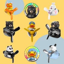 네이어른스 Ehjre HIKII 귀여운 사운드 이펙트 캐릭터 차량용 방향제 자동차 악세사리 송풍구방향제 리필 2매입 차량실내용품 프로펠라 옐로우 덕 판다 베어 강아지 토끼, 사운드 이펙트 옐로우 덕