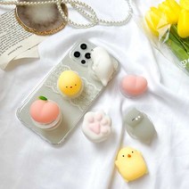 특이한 동물 캐릭터 모찌 말랑이 그립톡 스마트톡, 복숭아, 1개