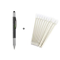 레벨측정기 7in1 Multifunction Ballpoint Pen with Modern Handheld Tool Measure Technical Ruler Screwd, 01 Blue core Gun gray
