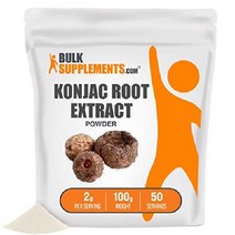 BulkSupplements.com 곤약 뿌리 추출물 파우더 - 글루코만난 수용성 섬유 보충제 글루텐 프리 노 필러 서빙 당 2g (2000mg) 50 (100 그램 3.5 oz, 100g(1팩)