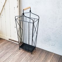 Countryitem우드핸들 슬림 사각 우산꽂이, 블랙, 1개
