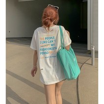 여름 여성 상의 여성 캐주얼 티셔츠 트렌디한 반팔 상의녀 여학생 스포츠 반팔 루즈핏 반팔 긴 셔츠 소녀 반팔 티 베트남 스타일 면 함유량65%