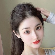 여자 윗머리 빈 정수리 볼륨 채우기 부분가발 앞머리, 12cm, 흑갈색