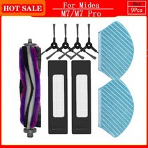 로봇청소기 물걸레 호환 지원 롤브러시 사이드 HEPA 필터 걸레 Midea M7 Pro/M7 로봇 진공 청소기 예비 부, 07 9pcs